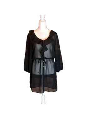 MIMI CHICA Black Sheer Pop-Over Dress Size S